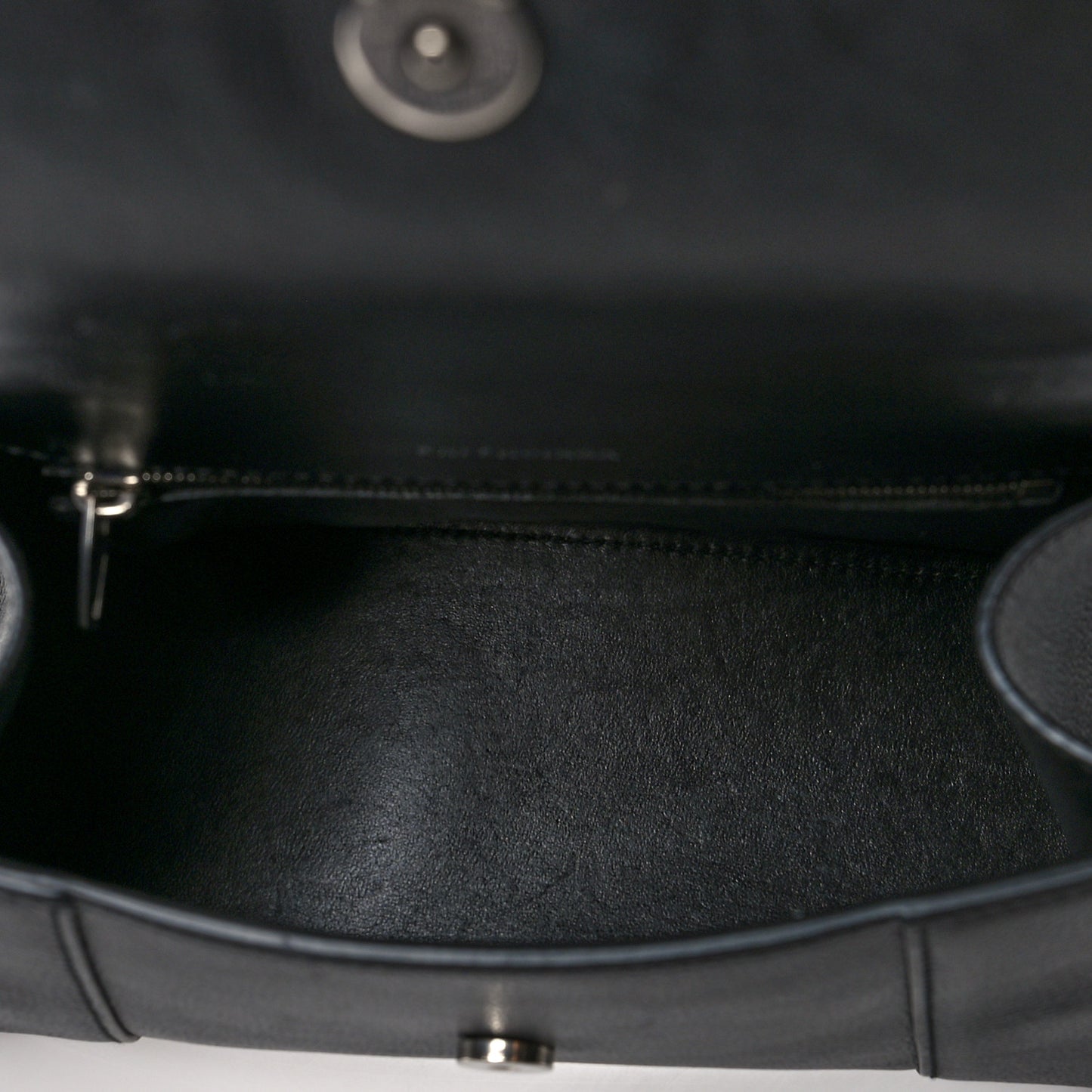 Grained Calfskin Small Hourglass Top Handle Bag Black