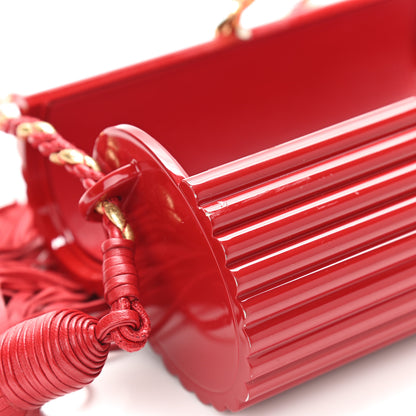 Saint Laurent Ribbed Plexiglass Lambskin Fringe Monogram Opium Box Bag Red 9 of 10