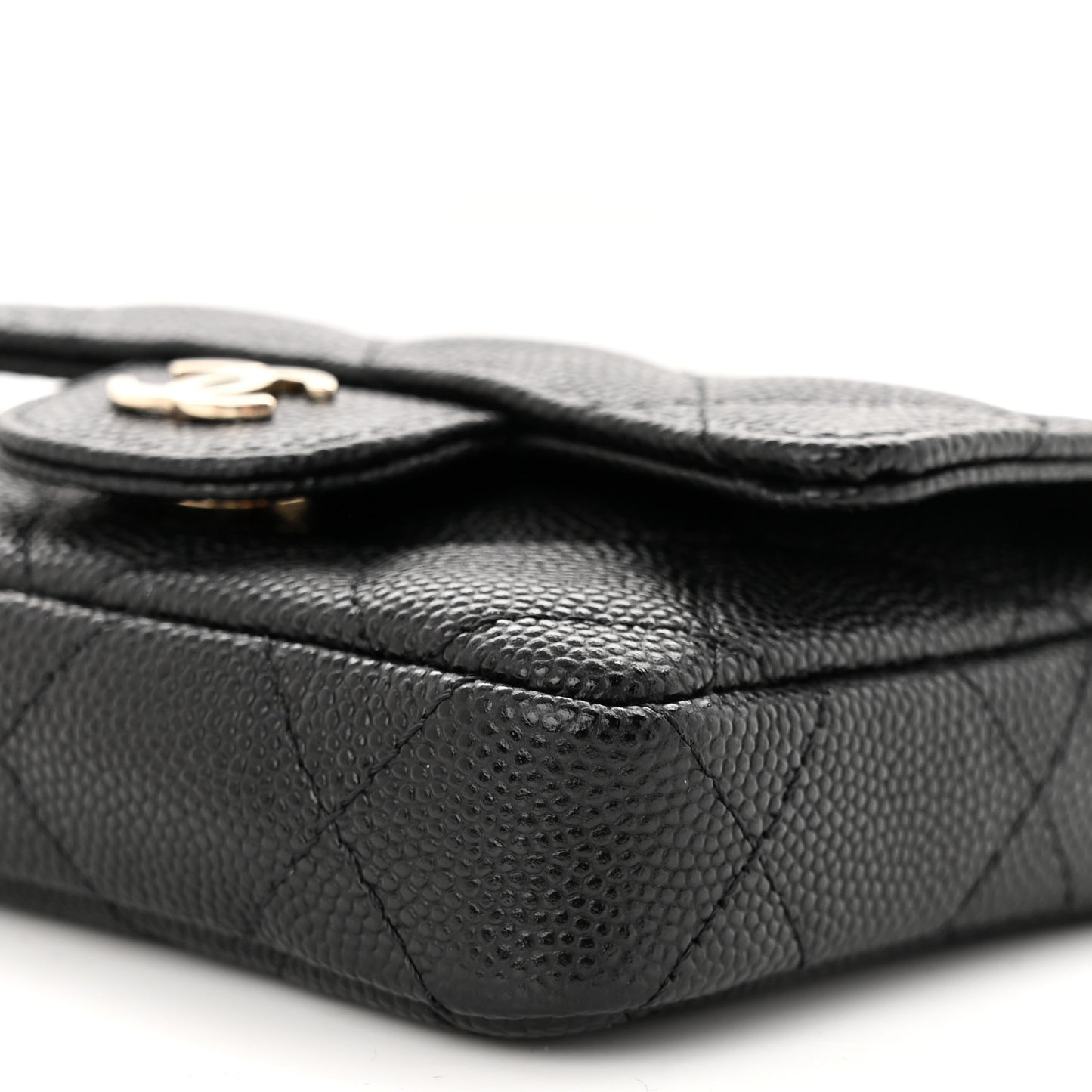 Caviar Quilted Mini Chain Belt Bag Black