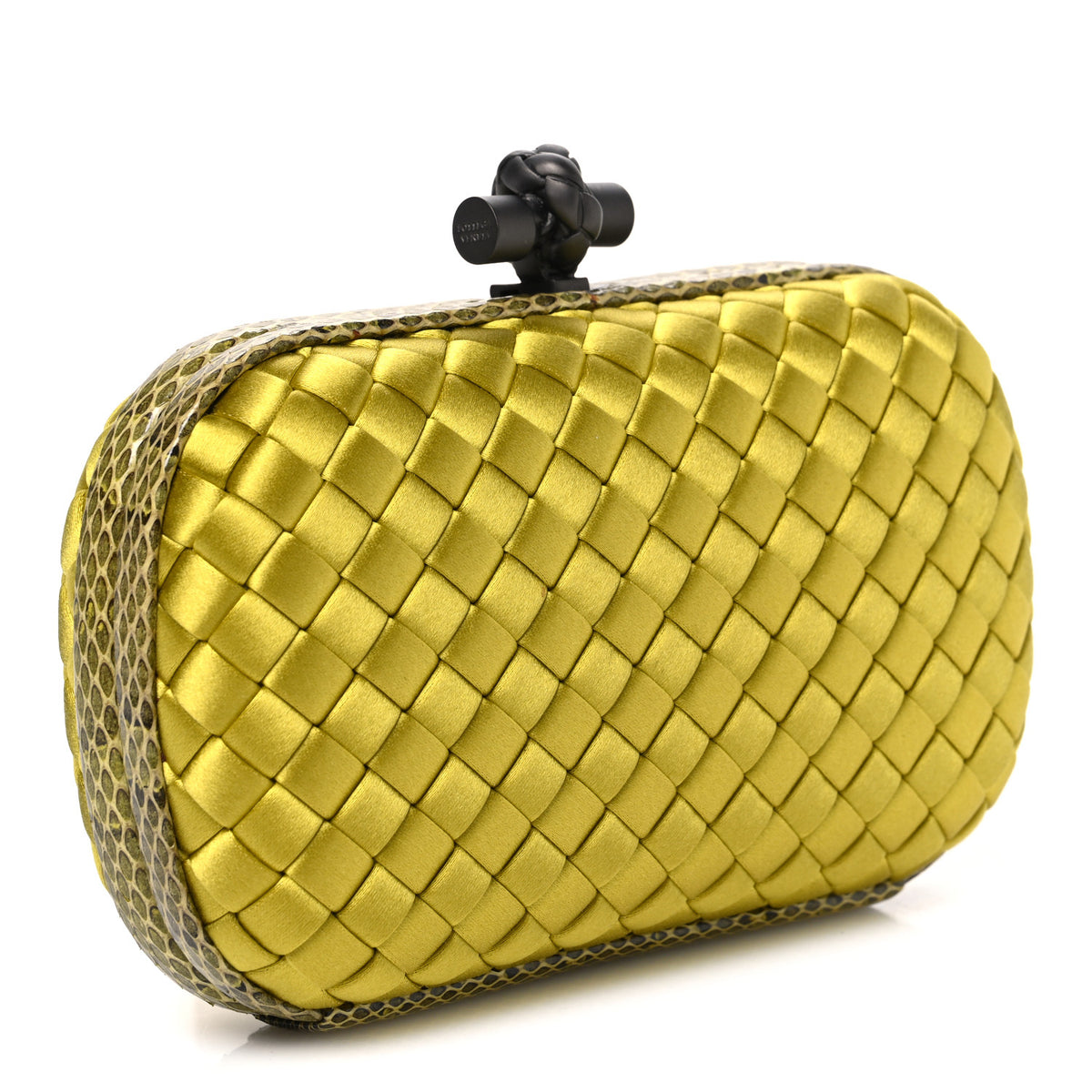 Satin Intreccio Impero Ayers Knot Clutch Chartreuse