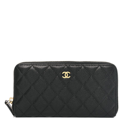 Chanel Caviar Quilted Large Gusset Zip Around Wallet Black 1 of 15