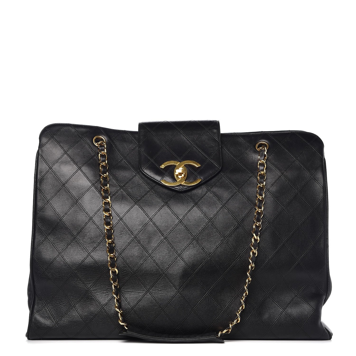 Chanel Calfskin Stitched XL Weekender Black 1 of 11