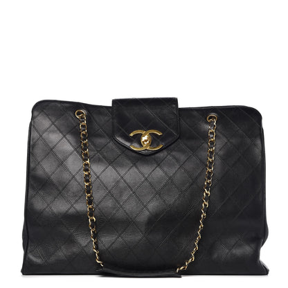 Chanel Calfskin Stitched XL Weekender Black 1 of 11