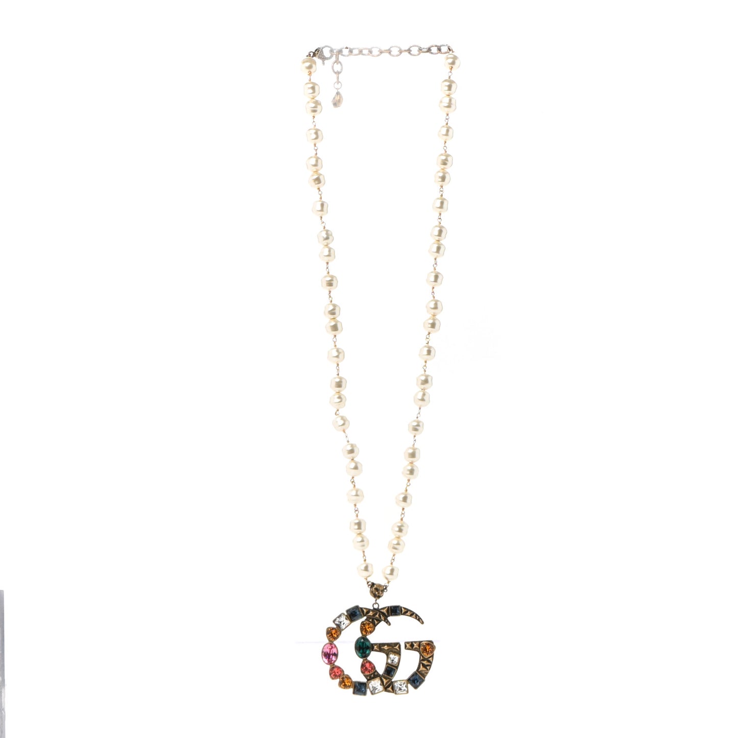 Crystal Pearl Marmont Necklace Aged Gold Multicolor