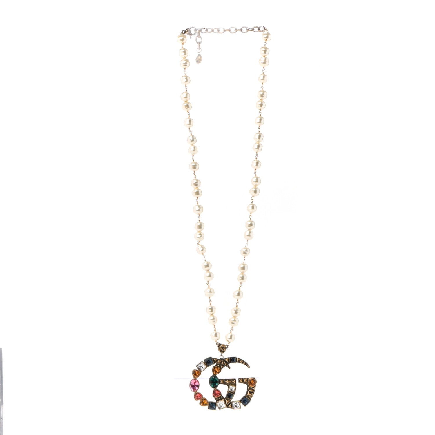 Gucci Crystal Pearl Marmont Necklace Aged Gold Multicolor 3 of 6