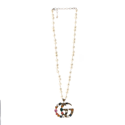 Gucci Crystal Pearl Marmont Necklace Aged Gold Multicolor 3 of 6