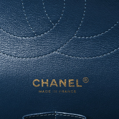 Chanel Metallic Caviar Quilted Jumbo Double Flap Dark Blue 6 of 9