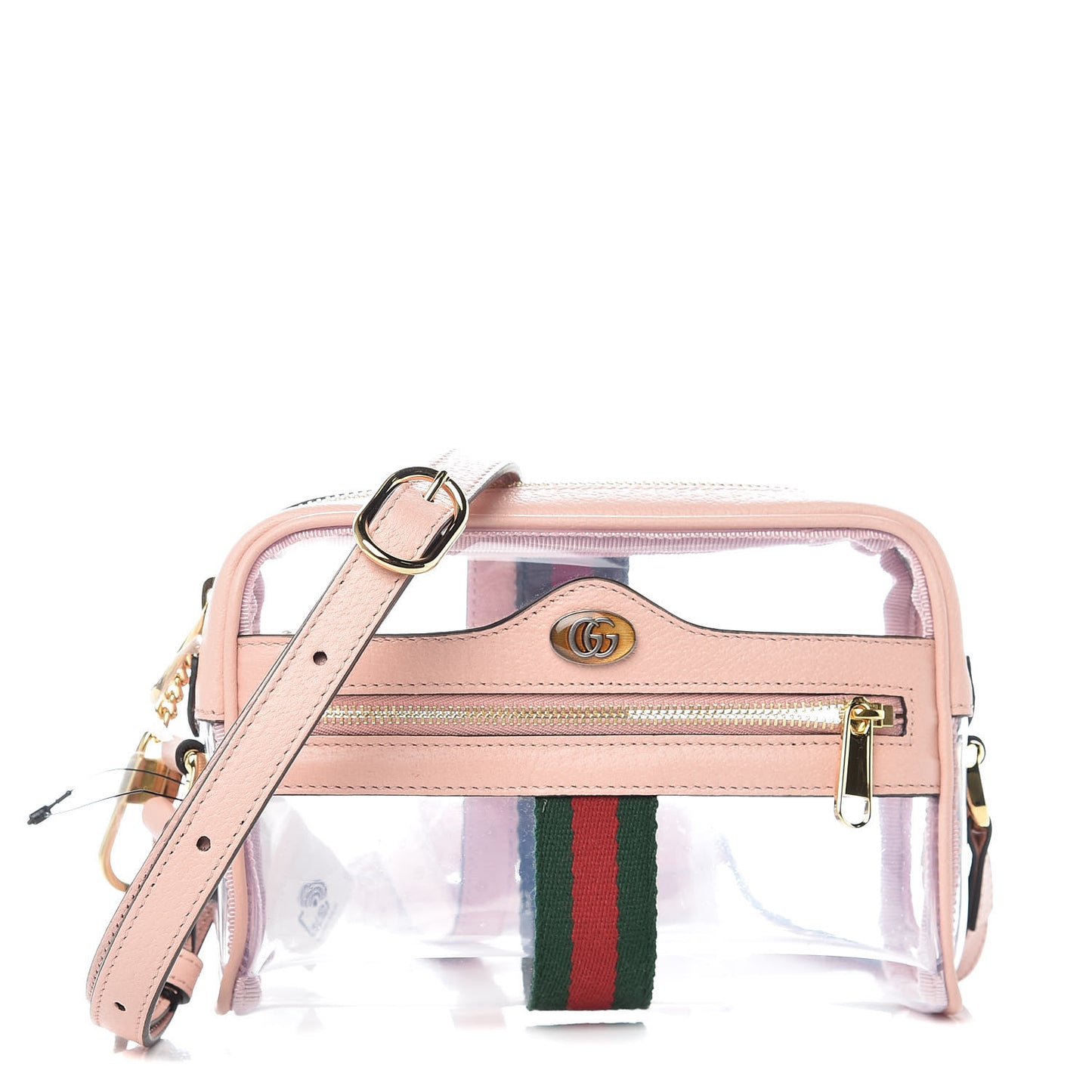 Vinyl Web Mini Ophidia Transparent Shoulder Bag Perfect Pink