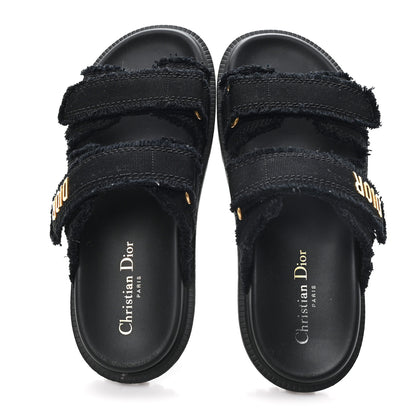 Christian Dior Woven Raffia Jute Dioract 10mm Sandals 38.5 Black 2 of 10