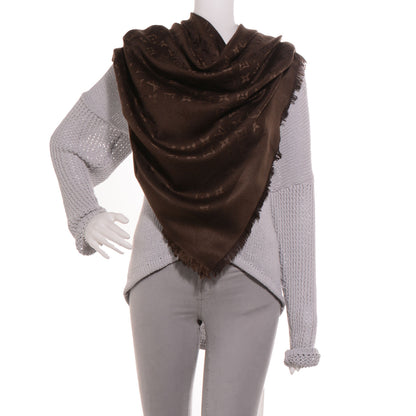 Louis Vuitton Silk Wool Monogram Denim Shawl Chocolate 2 of 4