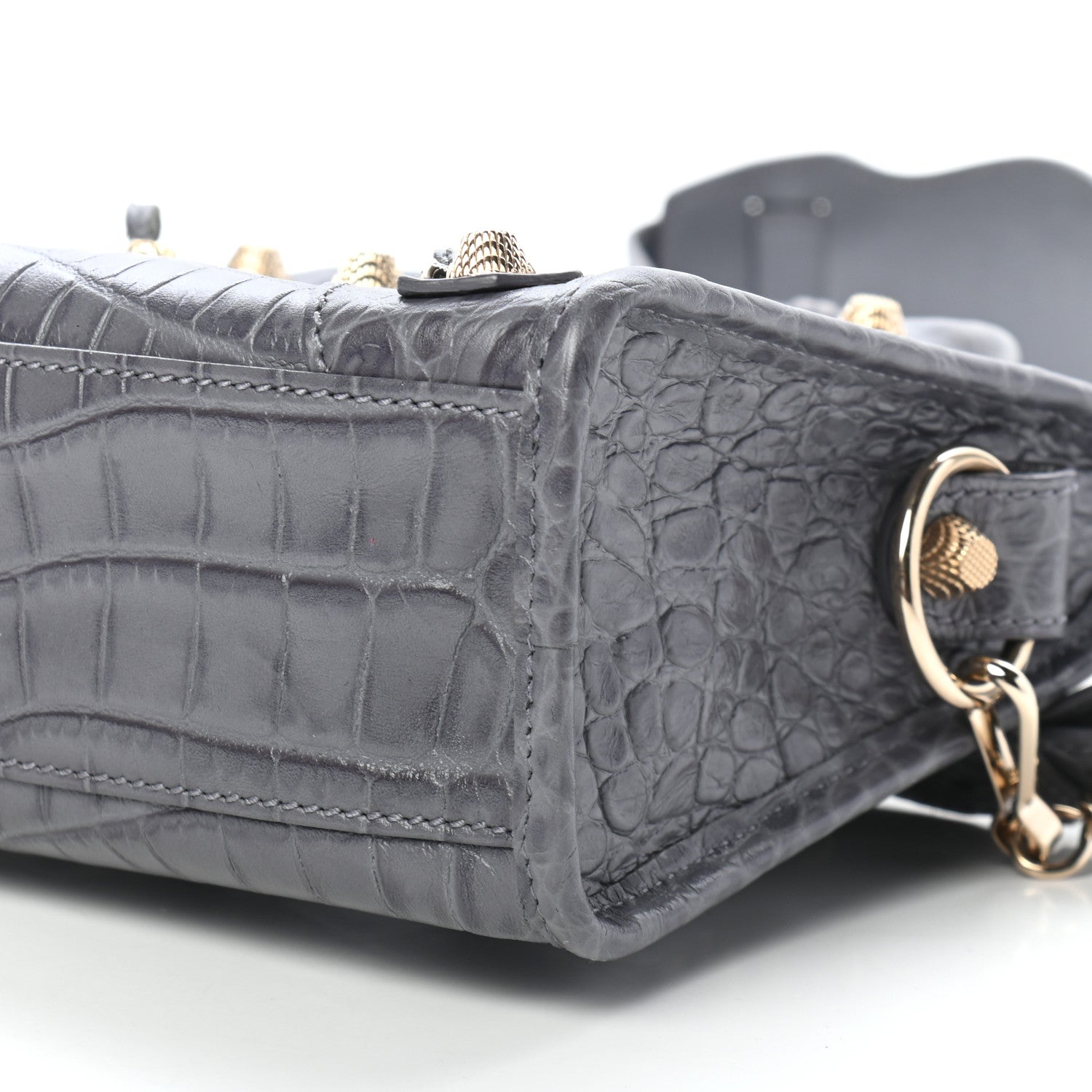 Balenciaga Calfskin Crocodile Embossed Giant 12 Gold Hardware Mini City Gris Beton 8 of 8