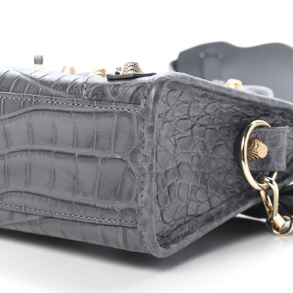 Balenciaga Calfskin Crocodile Embossed Giant 12 Gold Hardware Mini City Gris Beton 8 of 8