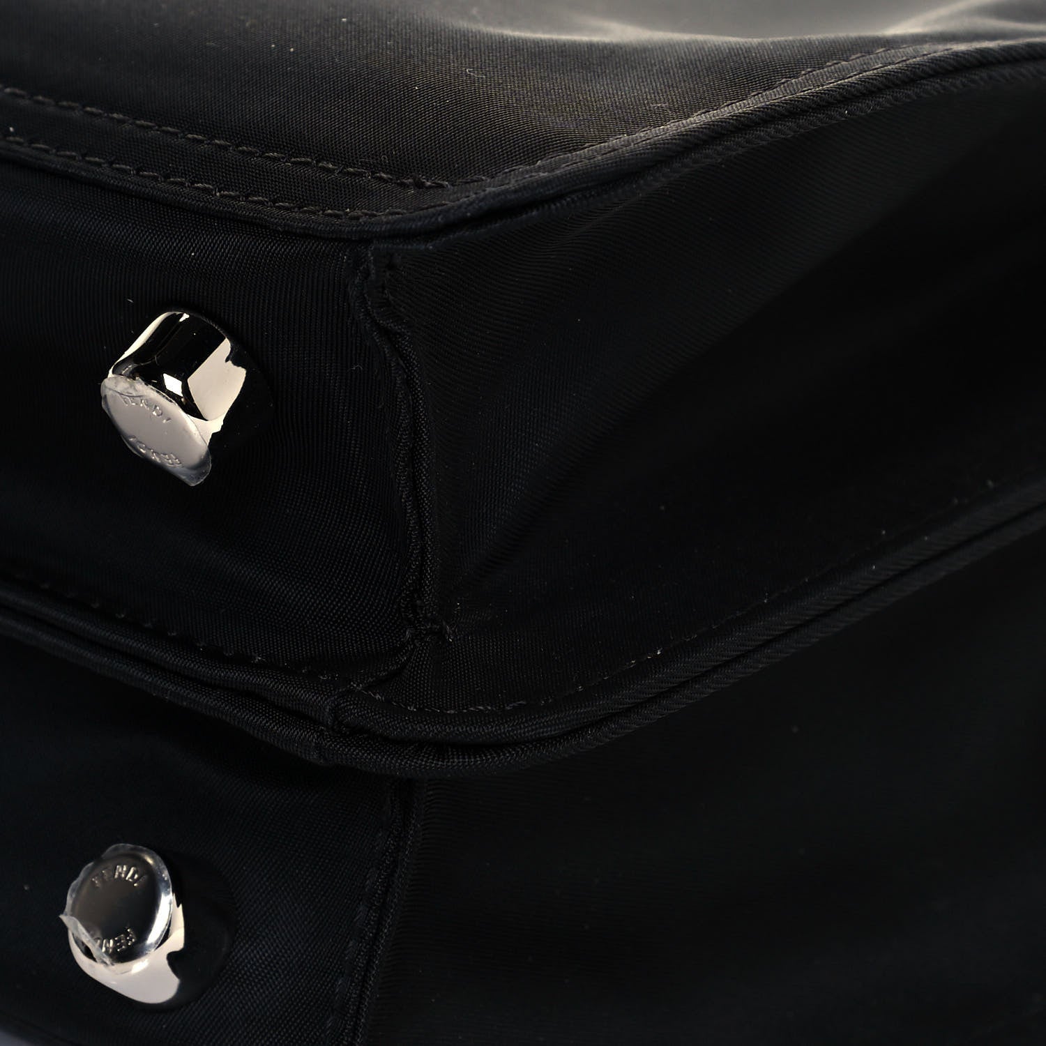 Fendi Nylon Vitello Cover Logo Embossed Mini Peekaboo I SEE U Satchel Black White 11 of 11