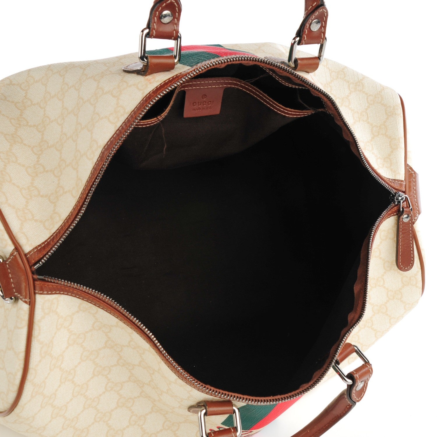 Gucci GG Plus Monogram Web Stripe Large Carry On Duffle Tan 5 of 7