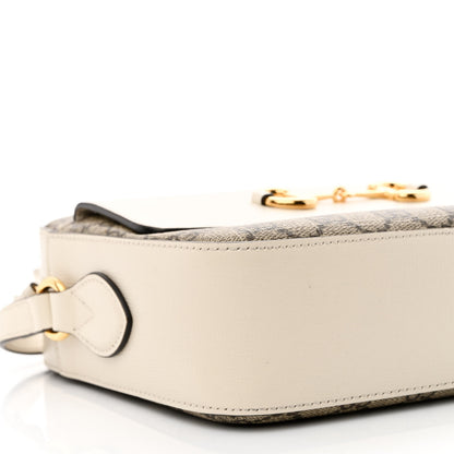 Gucci GG Supreme Monogram Small Horsebit 1955 Shoulder Bag Beige Mystic White 9 of 13