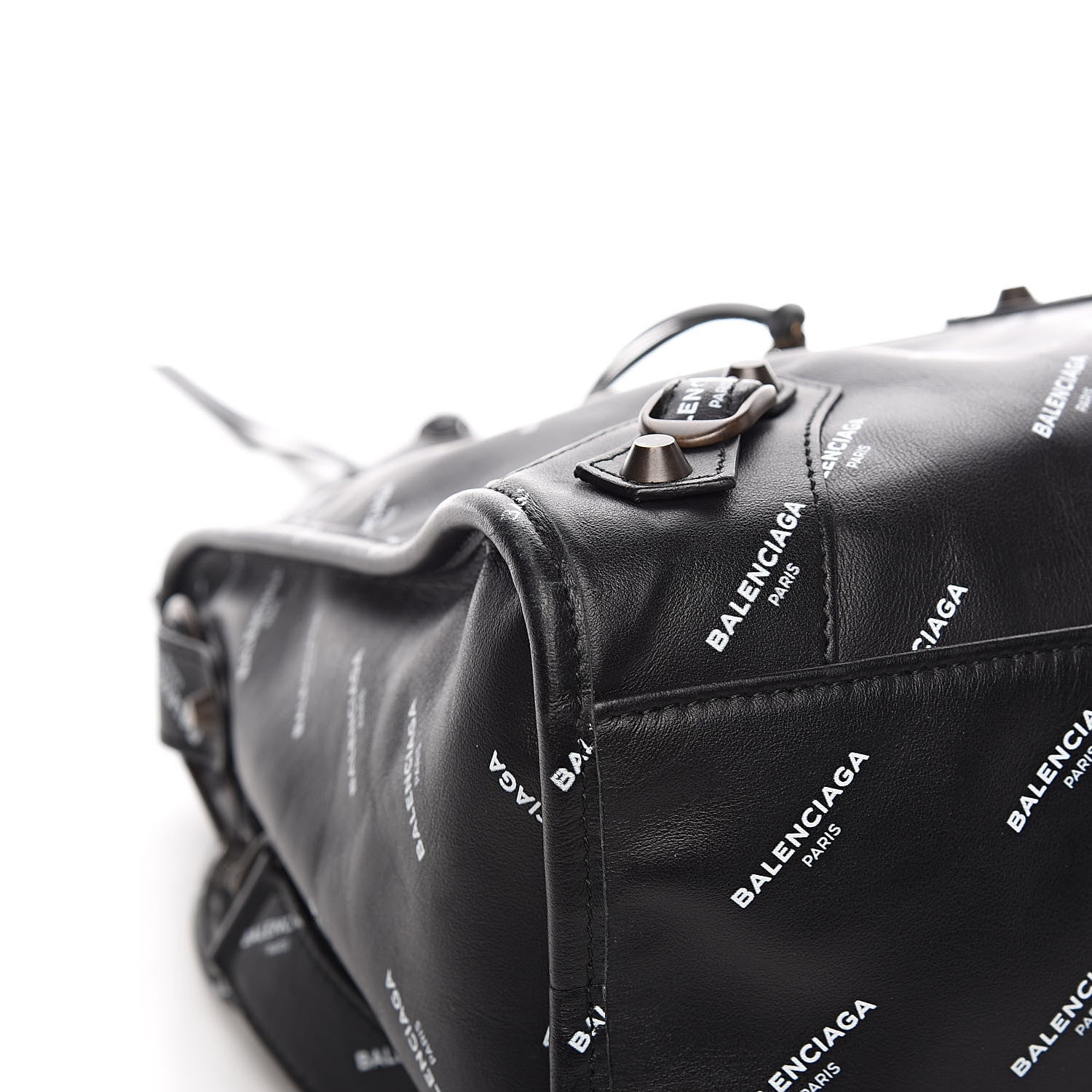 Balenciaga Veau Allover Logo Classic Hardware City Black White 8 of 12