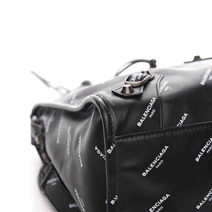 Balenciaga Veau Allover Logo Classic Hardware City Black White 8 of 12