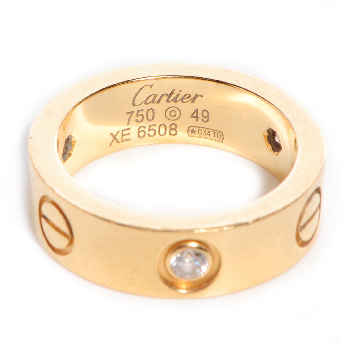 18k Yellow Gold Diamond 5mm LOVE Ring 49 US 4.75