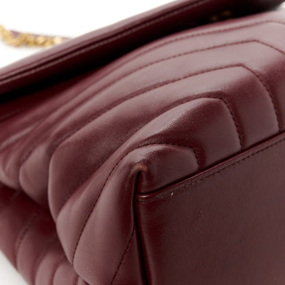 Saint Laurent Calfskin Y Quilted Monogram Medium Loulou Chain Satchel Rouge Legion 13 of 13