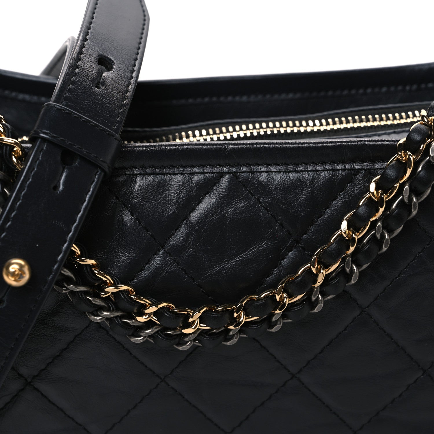 Chanel Aged Calfskin Quilted Small Gabrielle Hobo Dark Grey 8 of 12