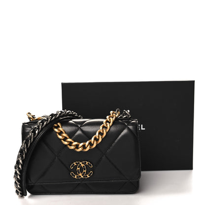 Chanel Lambskin Quilted Chanel 19 Wallet On Chain WOC Black 15 of 15