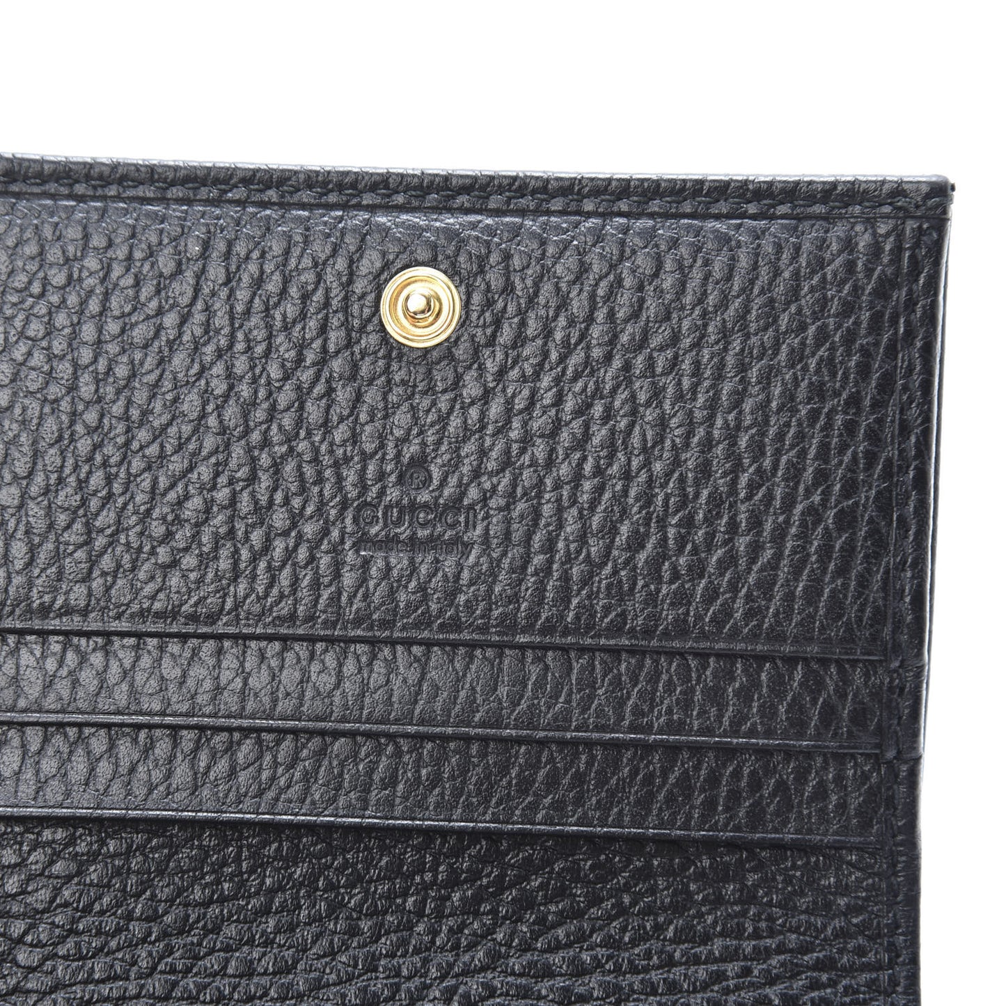 Pebbled Calfskin GG Marmont Card Case Black