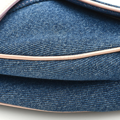 Christian Dior Patent Denim Jeans Saddle Bag Blue Pink 10 of 11