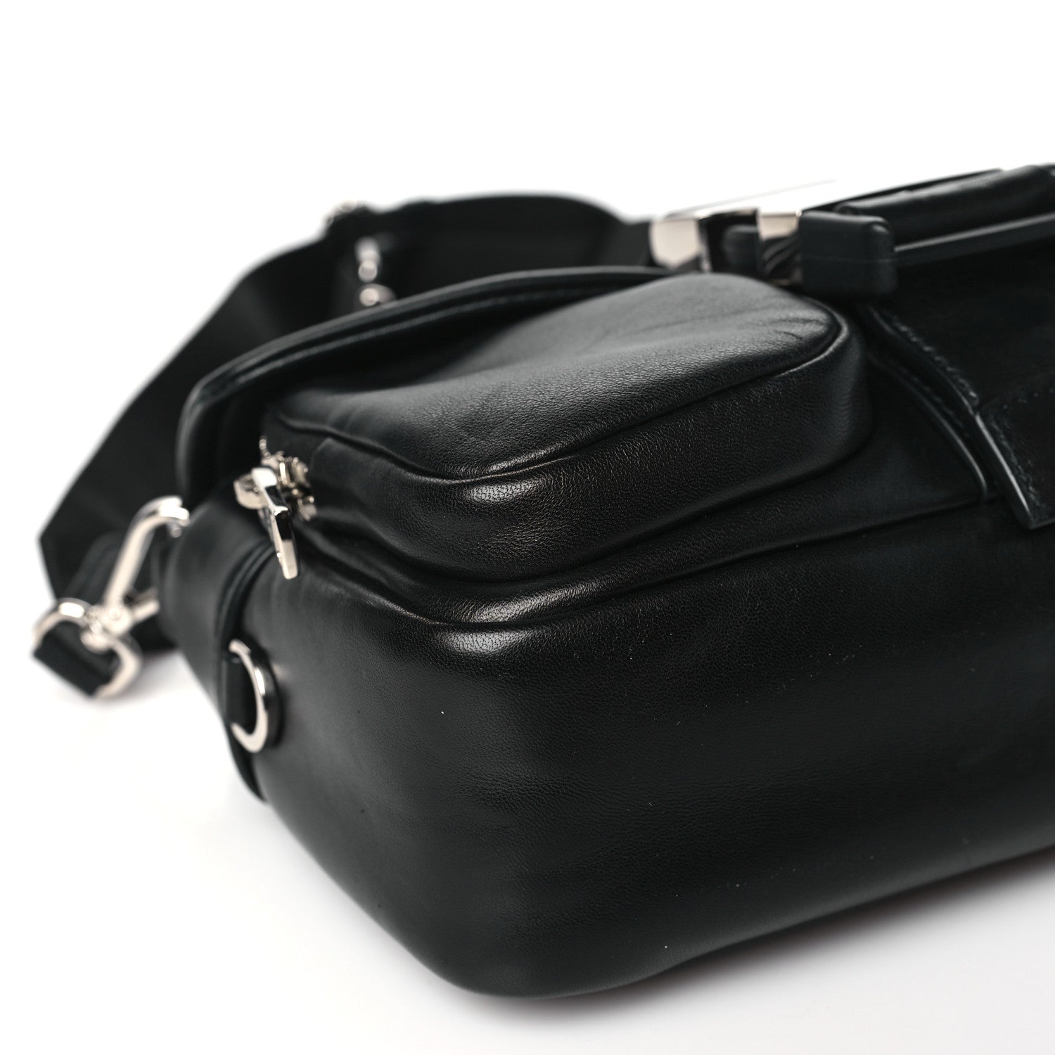 Prada Nappa Double Pocket Buckle Shoulder Bag Black 8 of 9