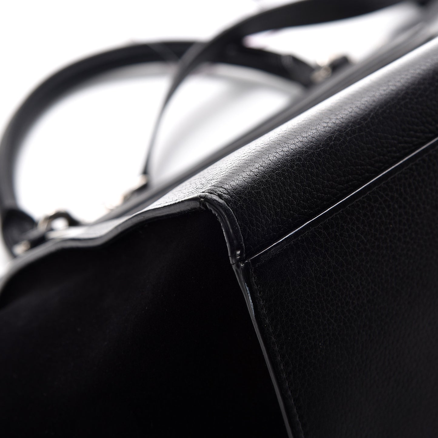 Drummed Calfskin Suede Small Trapeze Black