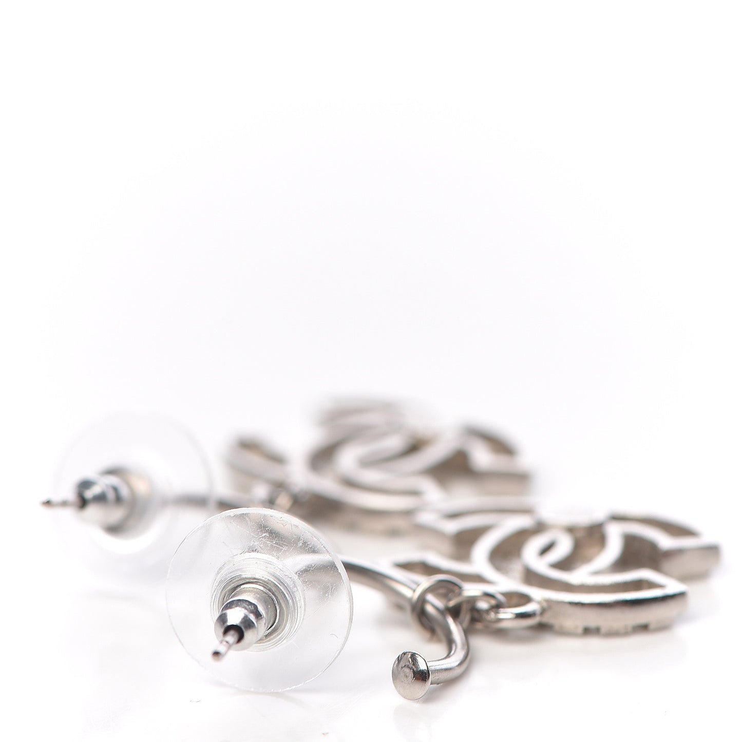 Crystal Pearl CC Dangle Earrings Silver