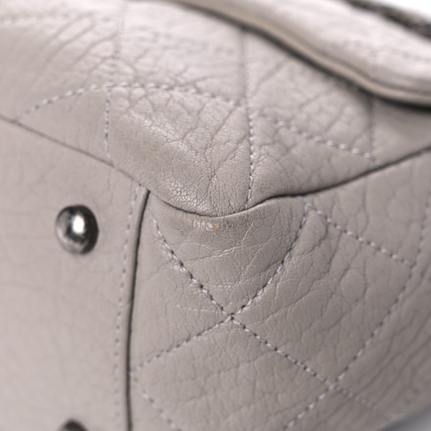 Washed Lambskin Quilted CC Travel Flap Grey