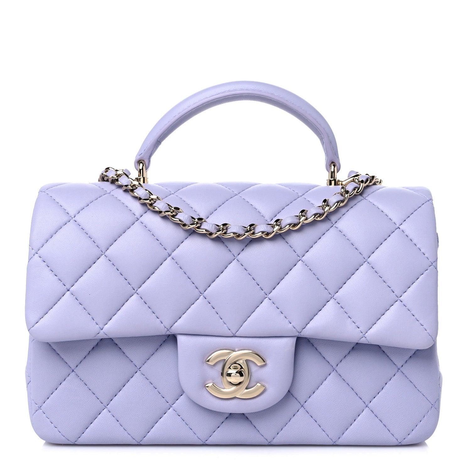 Chanel Lambskin Quilted Mini Top Handle Rectangular Flap Light Purple 1 of 10