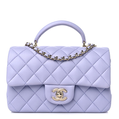 Chanel Lambskin Quilted Mini Top Handle Rectangular Flap Light Purple 1 of 10