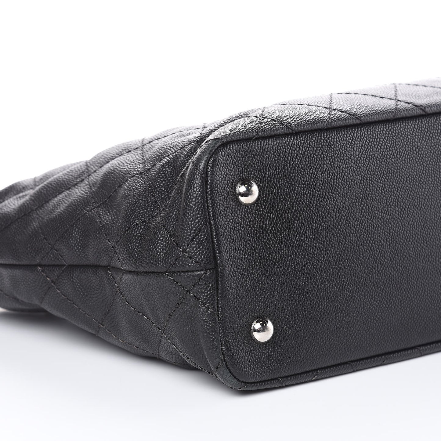 Grained Calfskin Quilted Small Daily Shopping Tote Black