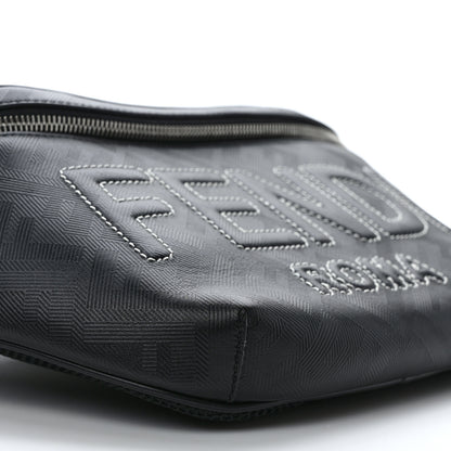 Fendi Vitello Cover FF Lines Logo Embossed Stitched Belt Bag Black 8 of 9