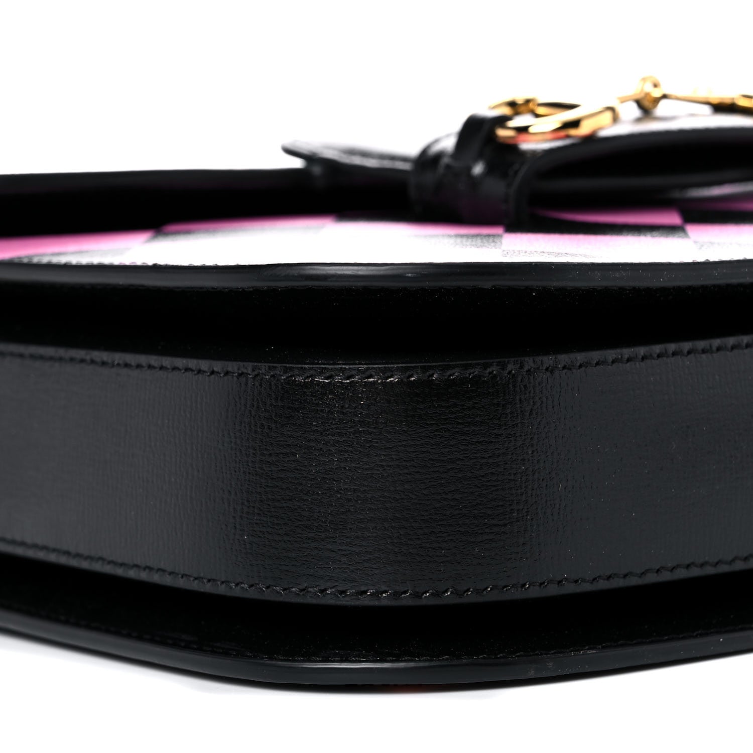 Gucci Textured Calfskin Geometric Print Horsebit 1955 Shoulder Bag Black Multicolor 9 of 11