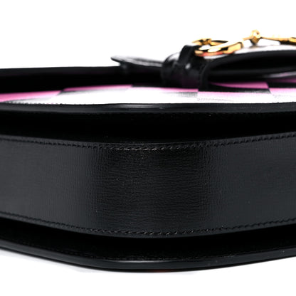 Gucci Textured Calfskin Geometric Print Horsebit 1955 Shoulder Bag Black Multicolor 9 of 11