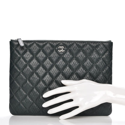 Chanel Woven Lambskin Quilted Medium Cosmetic Case Green 2 of 8
