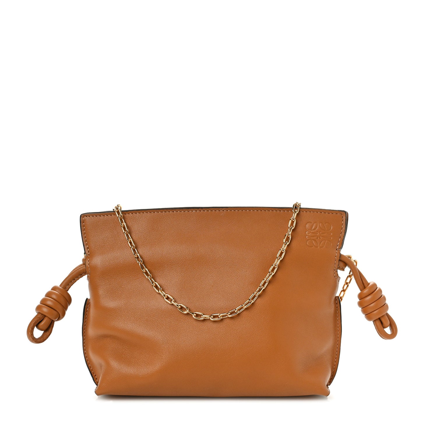 Calfskin Nano Flamenco Knot Clutch Warm Desert