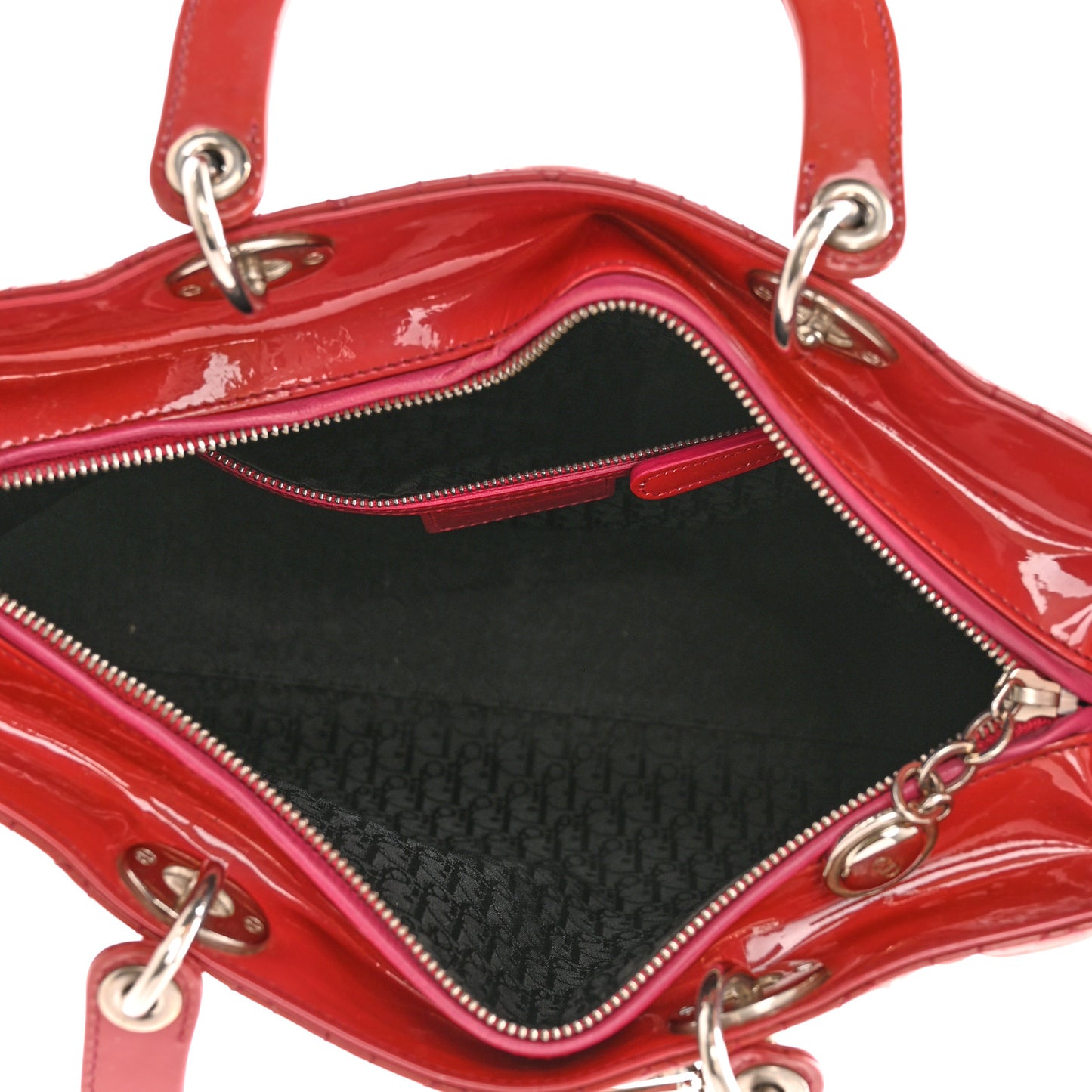 Patent Cannage Large Lady Dior Red