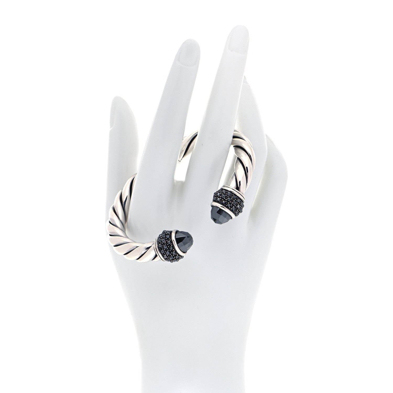 David Yurman Sterling Silver Hematine Cable Berries Bracelet 2 of 7