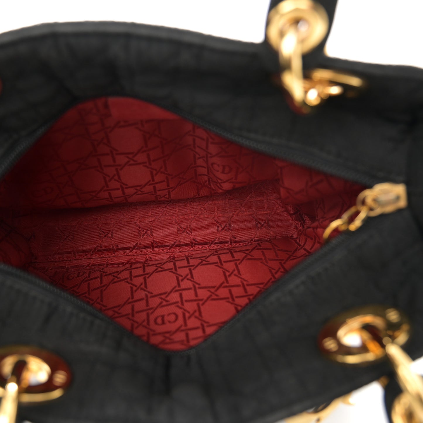 Nylon Cannage Medium Lady Dior Black