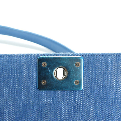 Chanel Denim Chevron Small Boy Flap Blue 7 of 9