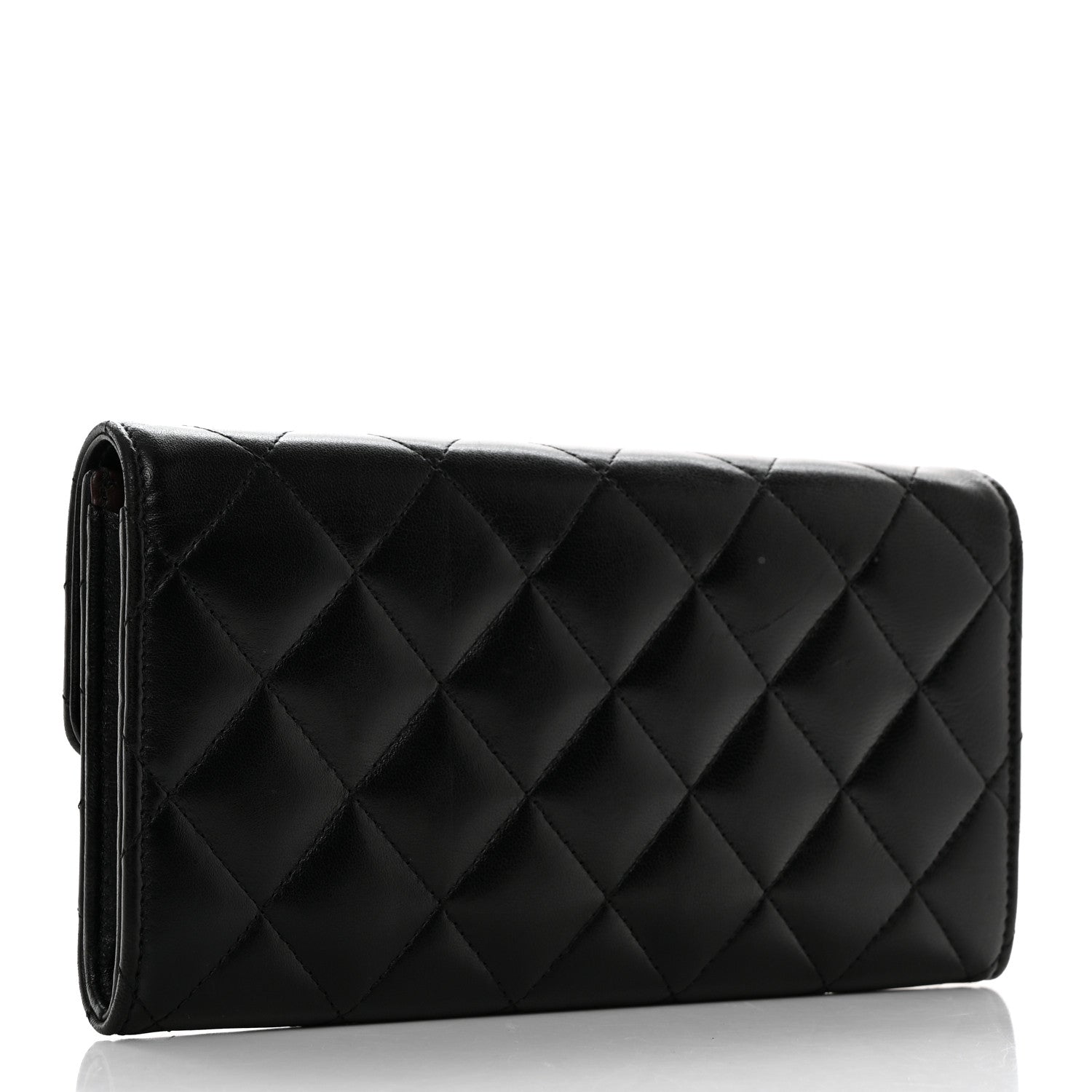 Chanel Lambskin Quilted Large Gusset Flap Wallet Black 3 of 8