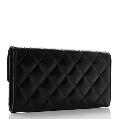 Chanel Lambskin Quilted Large Gusset Flap Wallet Black 3 of 8