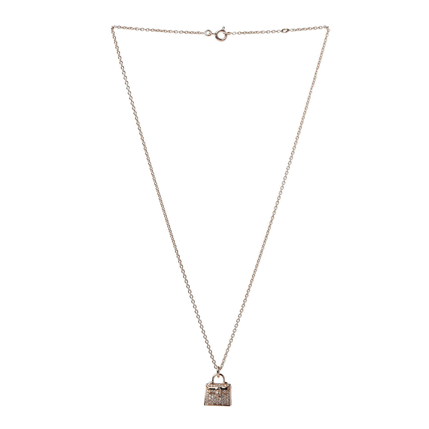 18K Rose Gold Diamond Kelly Amulette Pendant Necklace