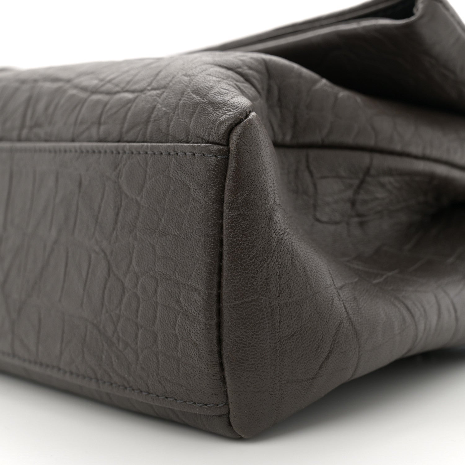 Saint Laurent Calfskin Crocodile Embossed West Hollywood Monogram Fold-Over Dark Brown 10 of 11