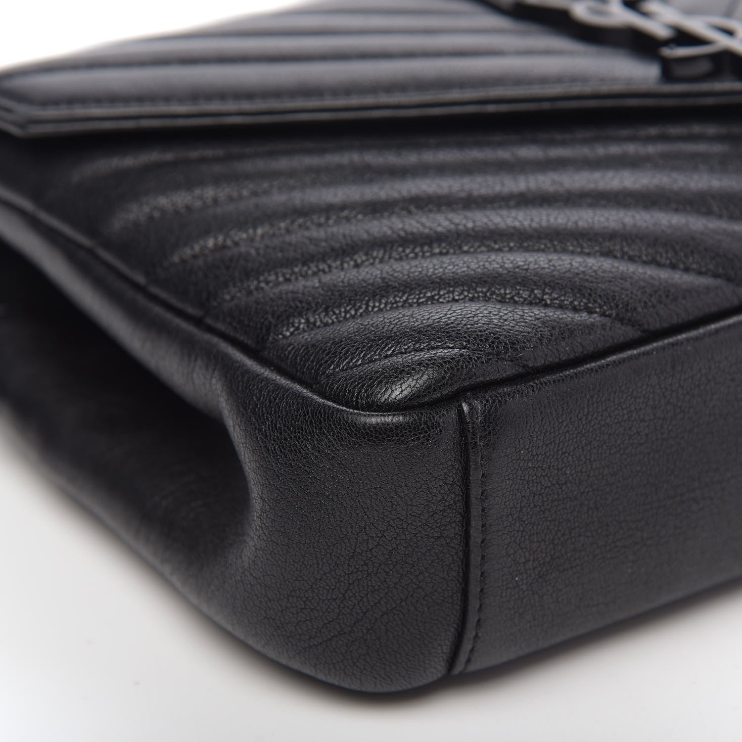 Saint Laurent Sheepskin Matelasse Chevron Monogram Monochrome Medium College Bag Black 9 of 11