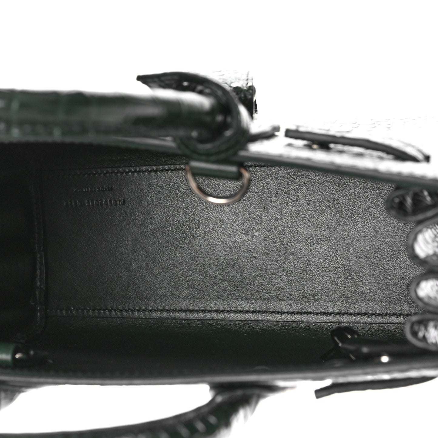 Calfskin Crocodile Embossed Nano Sac De Jour Dark Green