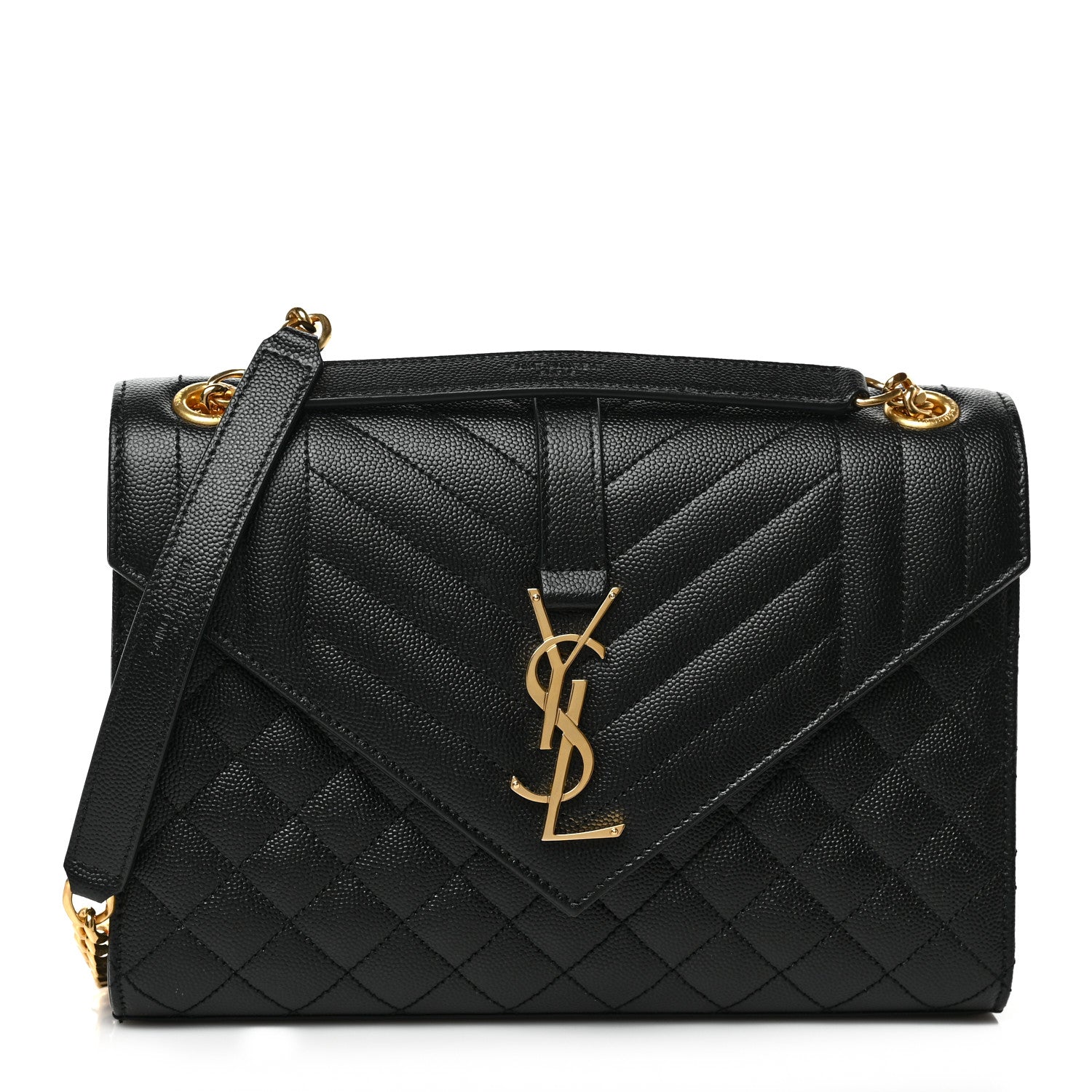 Saint Laurent Grain De Poudre Textured Mixed Matelasse Triquilt Medium Monogram Satchel Black 1 of 8